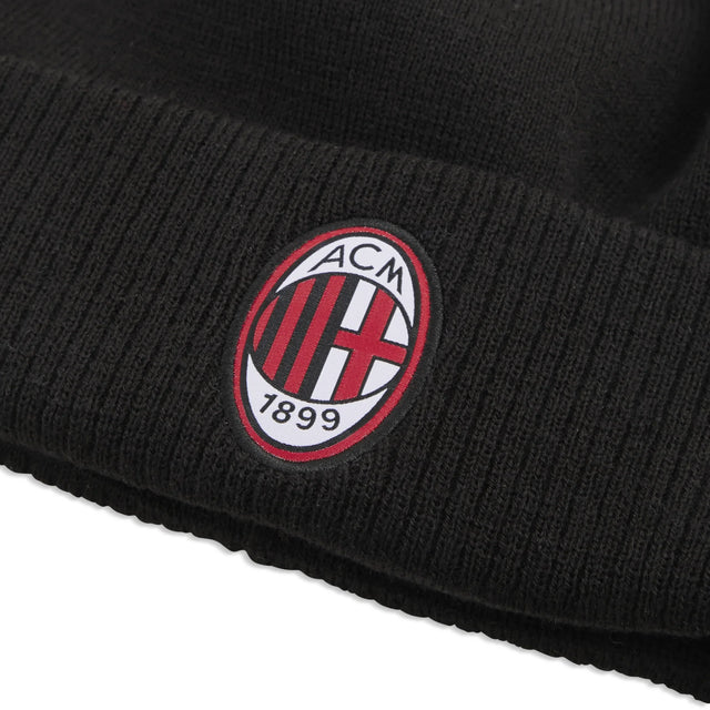 Puma AC Milan Essentials beanie, Black / Red colourway - detail