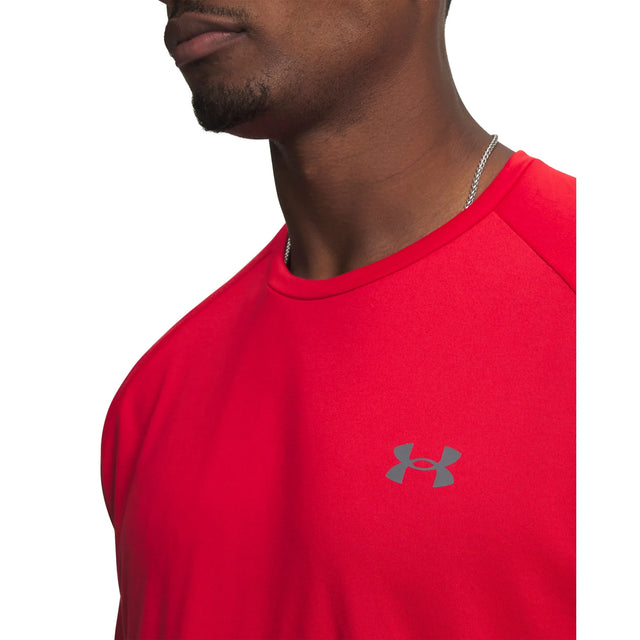 UA Tech 2.0 men's short sleeve t-shirt Red / Graphite - detail