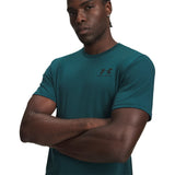 UA Sportstyle men's left chest logo short sleeve t-shirt Arden Green / Black - detail
