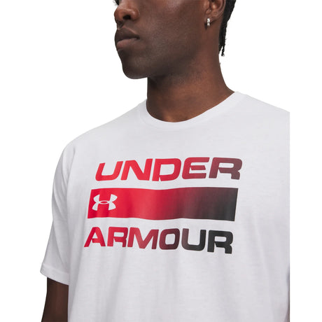 UA Team Issue men's wordmark short sleeve top White / Black - detail