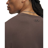 UA men's left chest logo long sleeve top Peppercorn / Black - detail