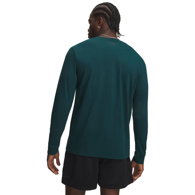 UA haut à manches longues avec logo à gauche pour homme Arden Green / Noir - dos