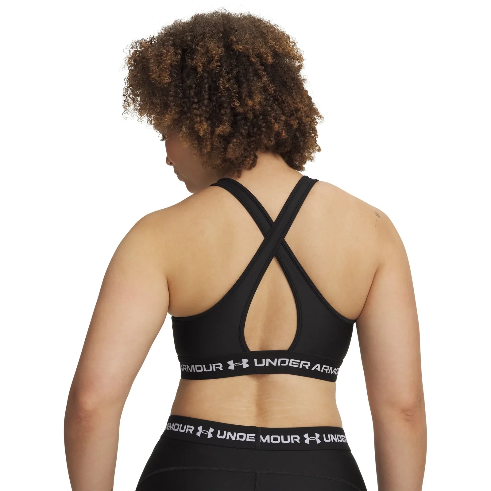 UA Crossback Mid women's sports bra Ultimate Black / White - back