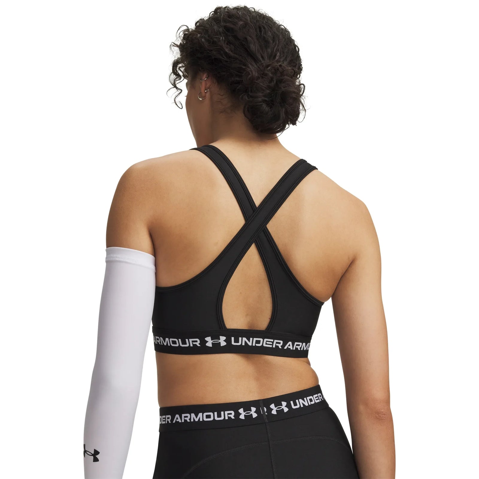 UA Crossback Mid women's sports bra Ultimate Black / White - back