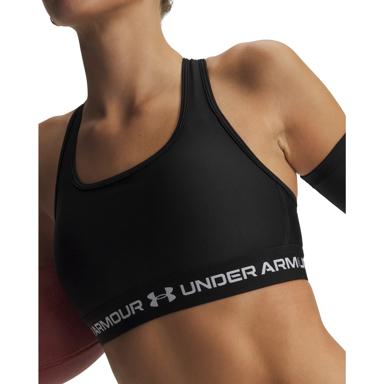 UA Crossback Mid women's sports bra Ultimate Black / White - detail