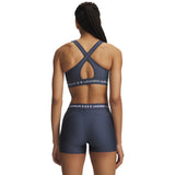 UA Crossback Mid women's sports bra Downpour Gray / Blue Fog - back