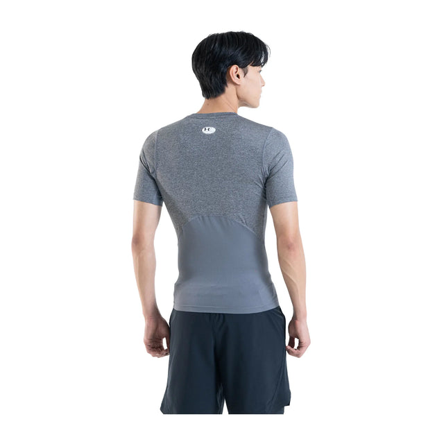 UA HeatGear Armour t-shirt de compression à manches courtes pour homme Carbon Heather / Noir - dos