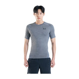 UA HeatGear Armour t-shirt de compression à manches courtes pour homme Carbon Heather / Noir