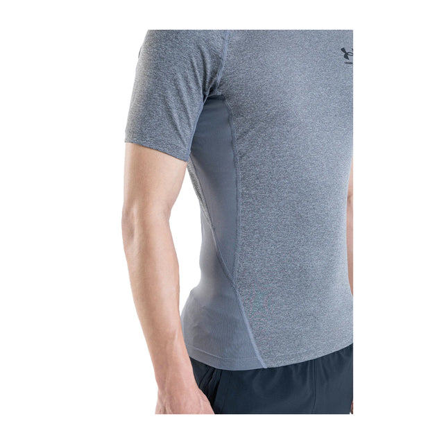 UA HeatGear Armour t-shirt de compression à manches courtes pour homme Carbon Heather / Noir - côté