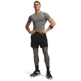 UA HeatGear Armour men's compression leggings Carbon Heather / Black