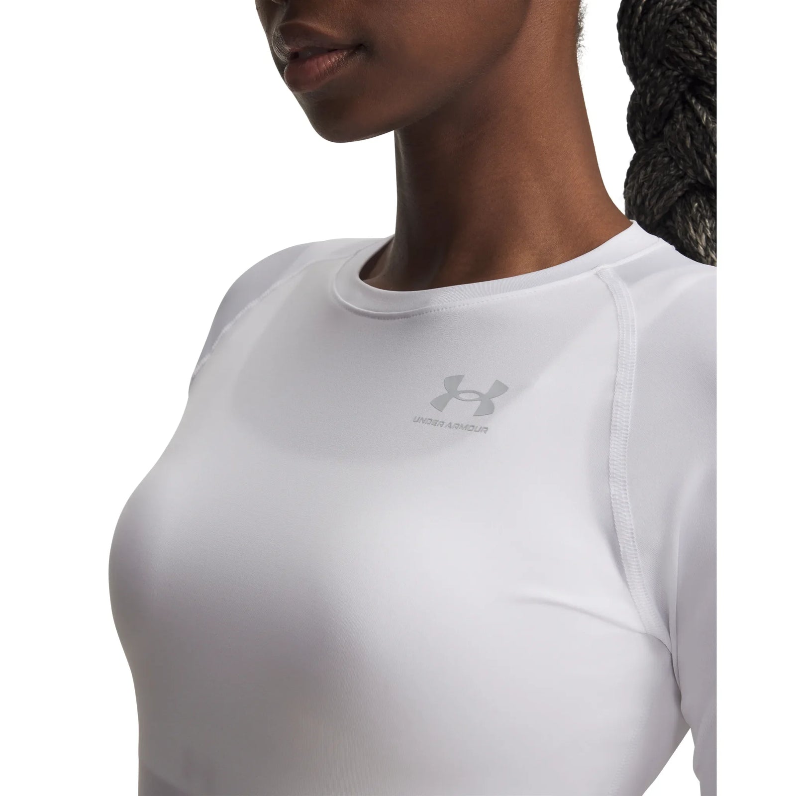 UA HeatGear Armour women's long sleeve compression top White / Halo Gray - detail