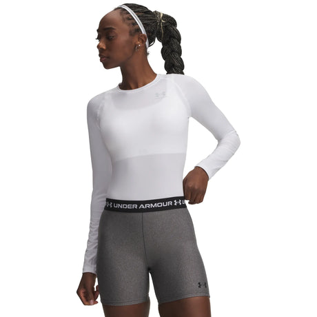 UA HeatGear Armour chandail de compression à manches longues pour femme Blanc / Halo Gray
