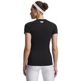 UA HeatGear women's compression t-shirt Ultimate Black / White - back