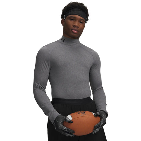 UA ColdGear men's compression mock long sleeve Charcoal Light Heather / Black