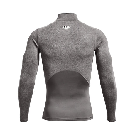 UA ColdGear men's compression mock long sleeve Charcoal Light Heather / Black - back