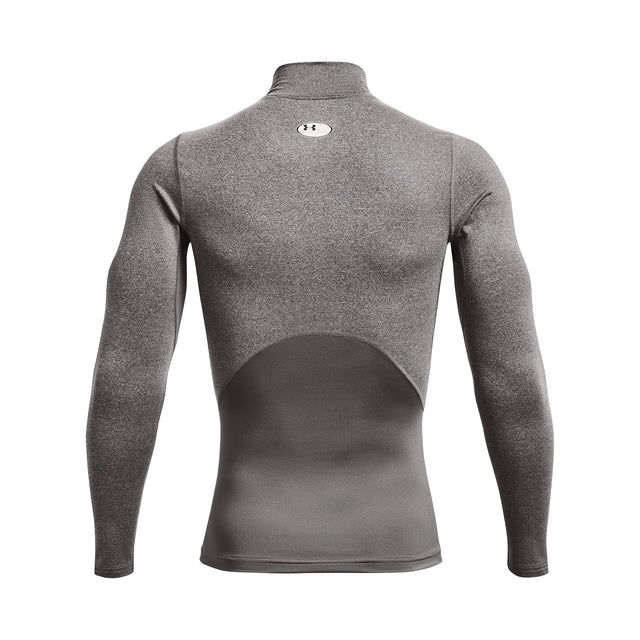 UA ColdGear chandail de compression à col montant et manches longues pour homme Charcoal Light Heather / Noir - dos
