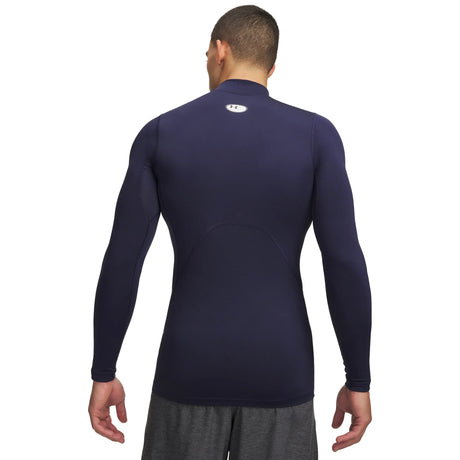 UA ColdGear men's compression mock long sleeve Midnight Navy / White - back