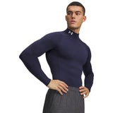 UA ColdGear chandail de compression à col montant et manches longues pour homme Midnight Navy / Blanc