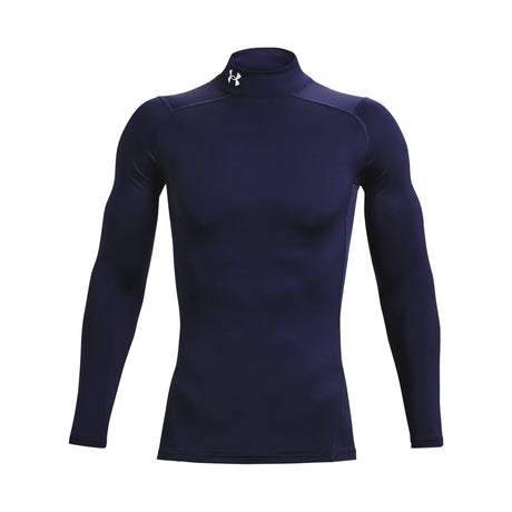 UA ColdGear men's compression mock long sleeve Midnight Navy / White