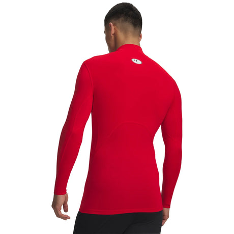 UA ColdGear men's compression mock long sleeve Red / White - back
