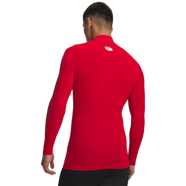 UA ColdGear chandail de compression à col montant et manches longues pour homme Rouge / Blanc - dos