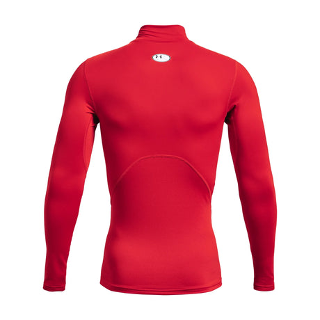 UA ColdGear men's compression mock long sleeve Red / White - back