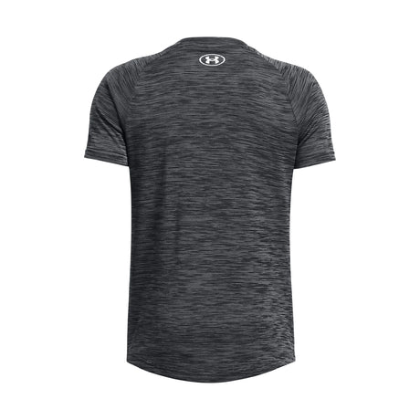 UA Tech Textured boys' short sleeve t-shirt Black / White - back