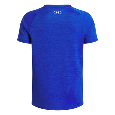 UA Tech Textured boys' short sleeve t-shirt Royal / White - back