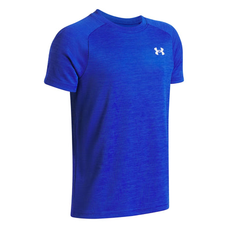 UA Tech Textured boys' short sleeve t-shirt Royal / White - side