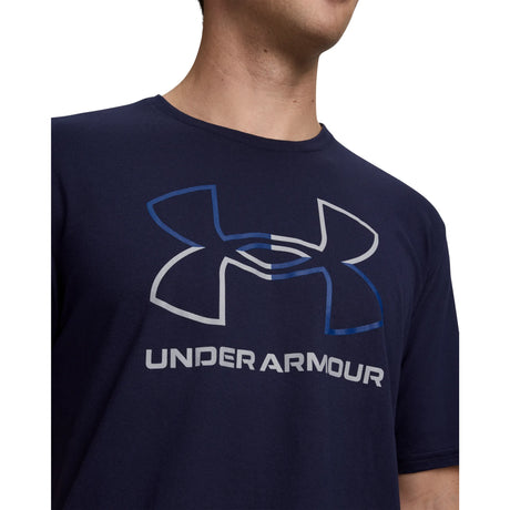 UA GL Foundation Update men's short sleeve top Midnight Navy / Royal / Mod Gray - detail