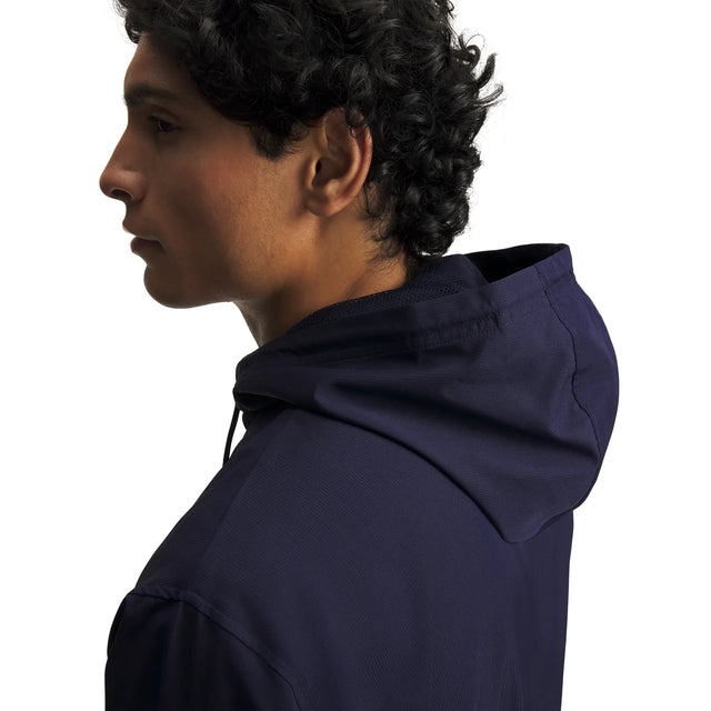 UA Rival Woven manteau coupe-vent pour homme Midnight Navy / Blanc - détail du capuchon