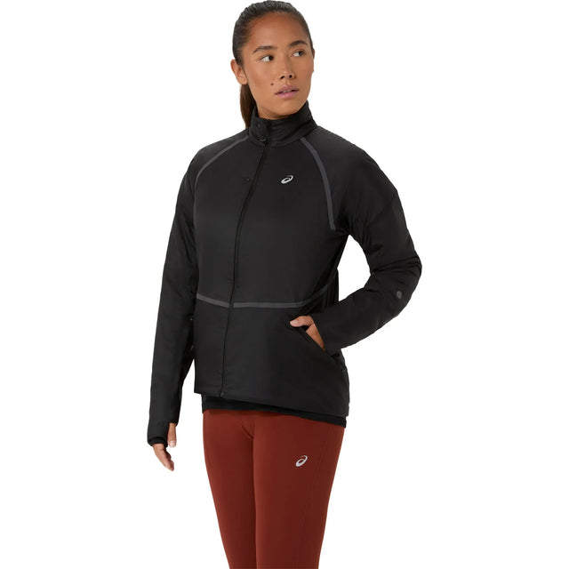 Veste de course à pied d'hiver ASICS Road Winter noire pour femme
