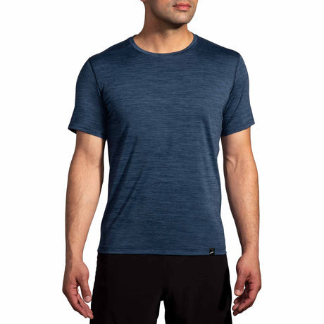 Brooks Luxe Short Sleeve T-shirt de course à manches courtes homme - Heather Blue Slate