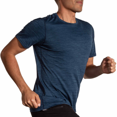 Brooks Luxe Short Sleeve T-shirt de course à manches courtes homme - Heather Blue Slate
