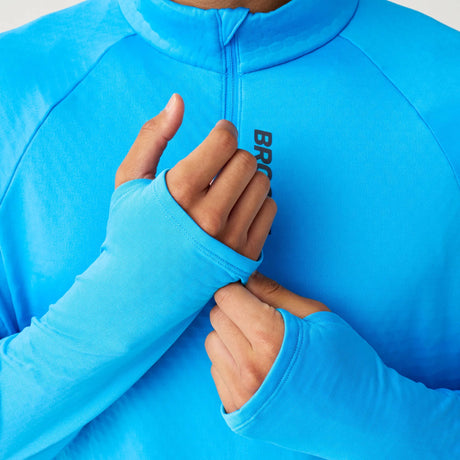 Brooks Momentum Thermal chandail 1/2 zip de course à pied pour homme – Bleu Cyber (détail 1)