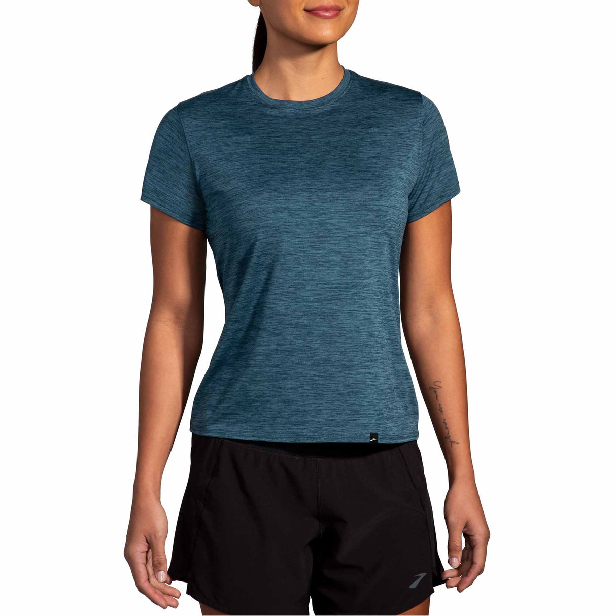 Brooks Luxe T-shirt de course à pied à manches courtes pour femme - Heather Ocean Drive