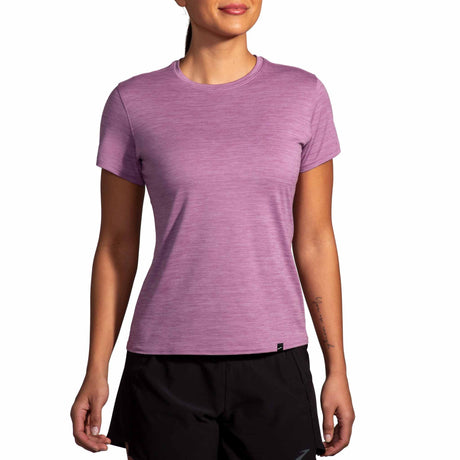 Brooks Luxe T-shirt de course à pied à manches courtes pour femme - Heather Washed Plum