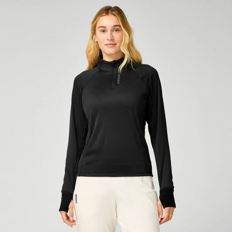 Brooks Momentum Thermal chandail 1/4 zip de course à pied pour femme – Noir (vue avant)