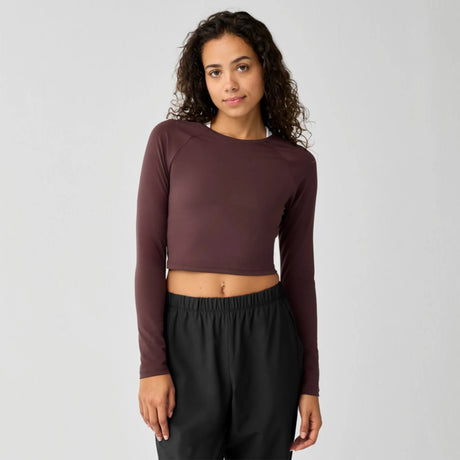 Brooks Luxe chandail court de course à manches longues pour femme - Cocoa
