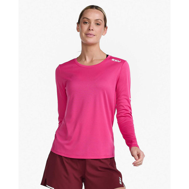 2XU Aero chandail à manches longues fuchsia blanc réfléchissant femme