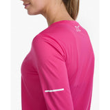 2XU Aero chandail à manches longues fuchsia blanc réfléchissant femme details