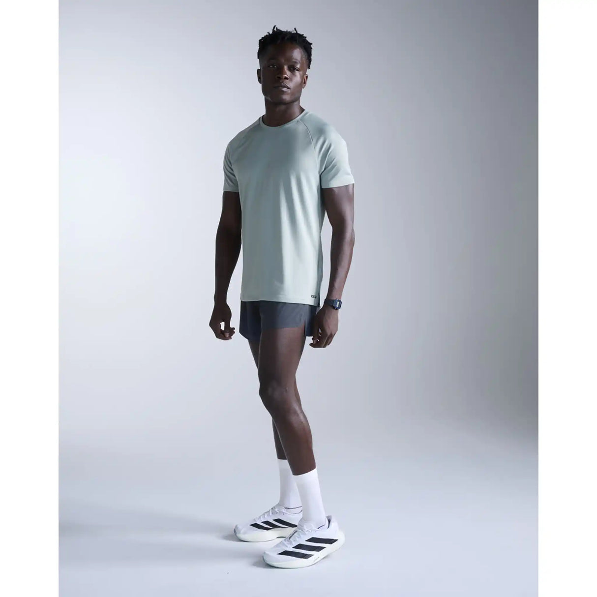 2XU Aero t-shirt de course à pied homme - Smoke Blue / Black Reflective