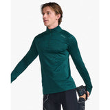 2XU Ignition 1/4 Zip haut pour homme pin / pin réfléchissant lateral