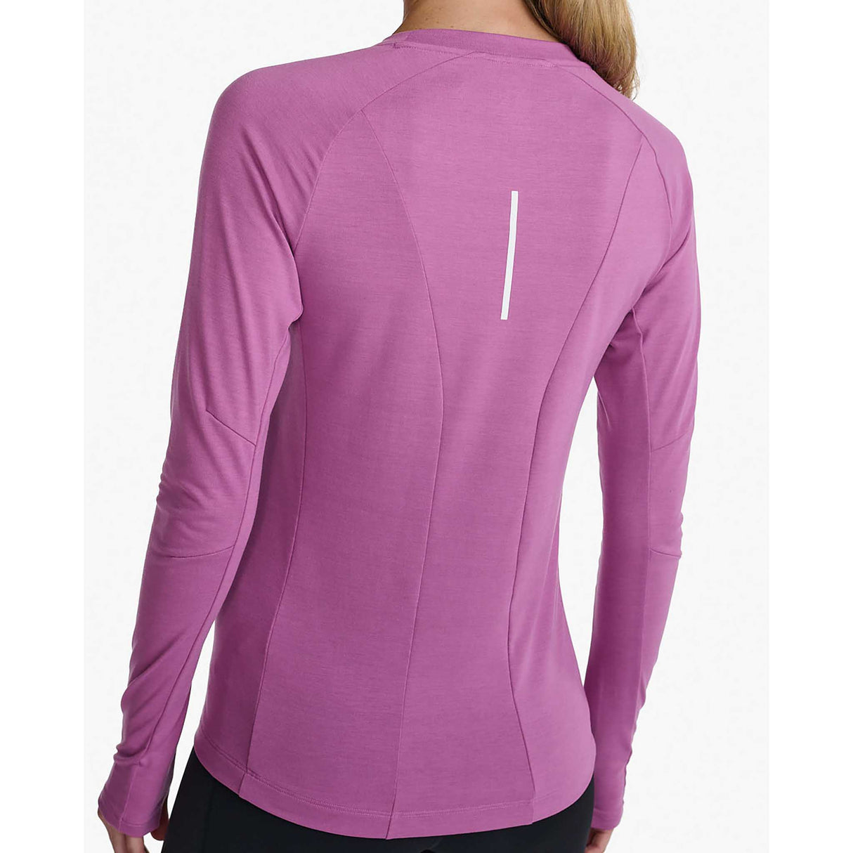 2XU Ignition couche de base à manches longues mauve blanc réfléchissant femme dos details