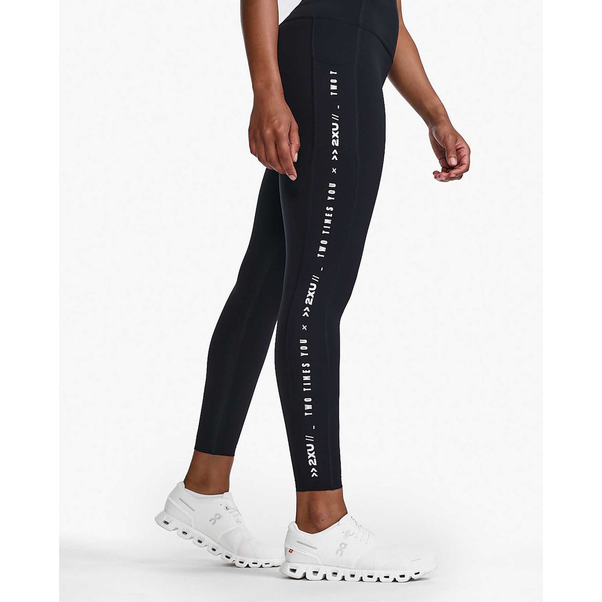 2XU Form Lineup Hi-Rise leggings femme - noir / blanc lateral
