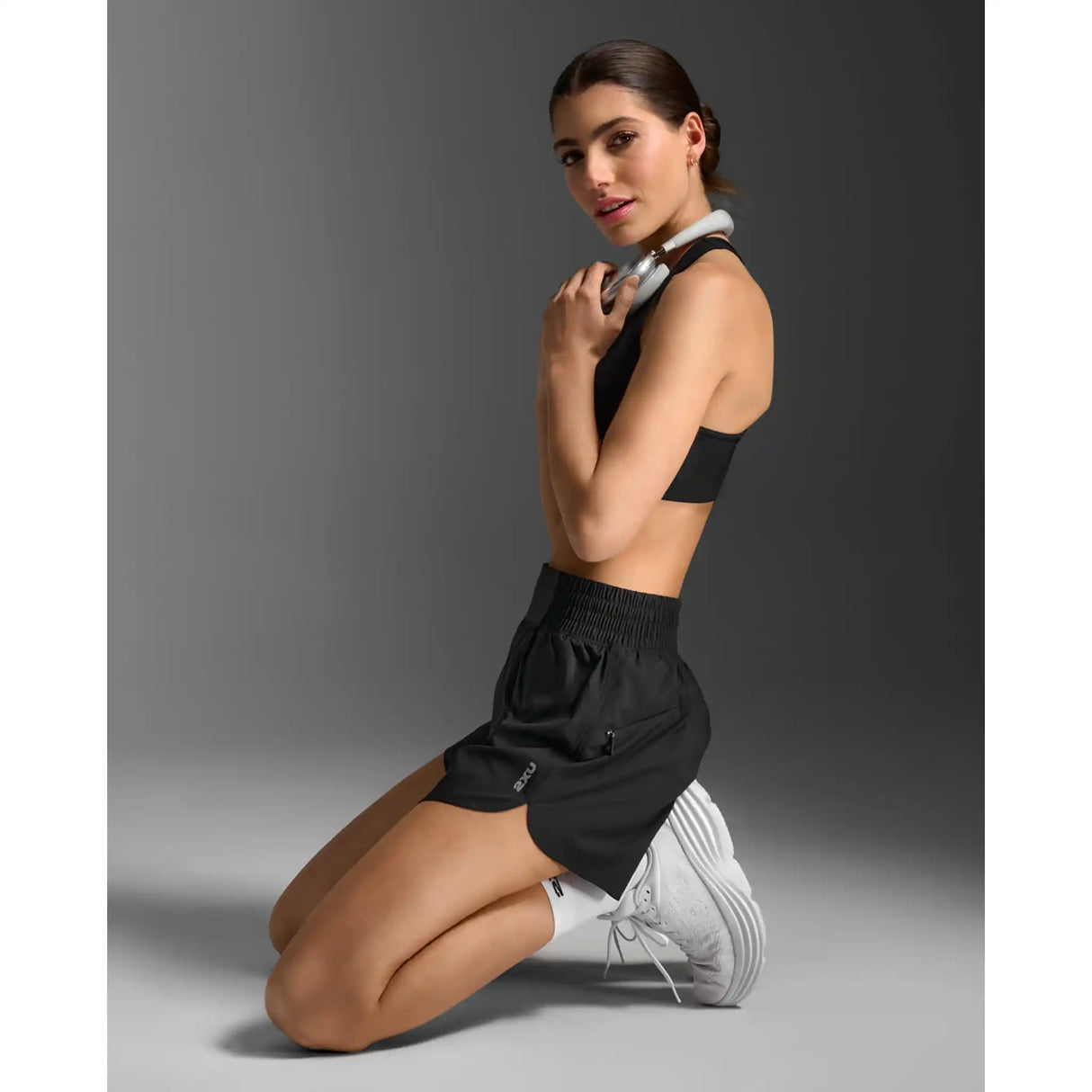 2XU Hi-Rise short 4 pouces femme - Black / Silver Reflective