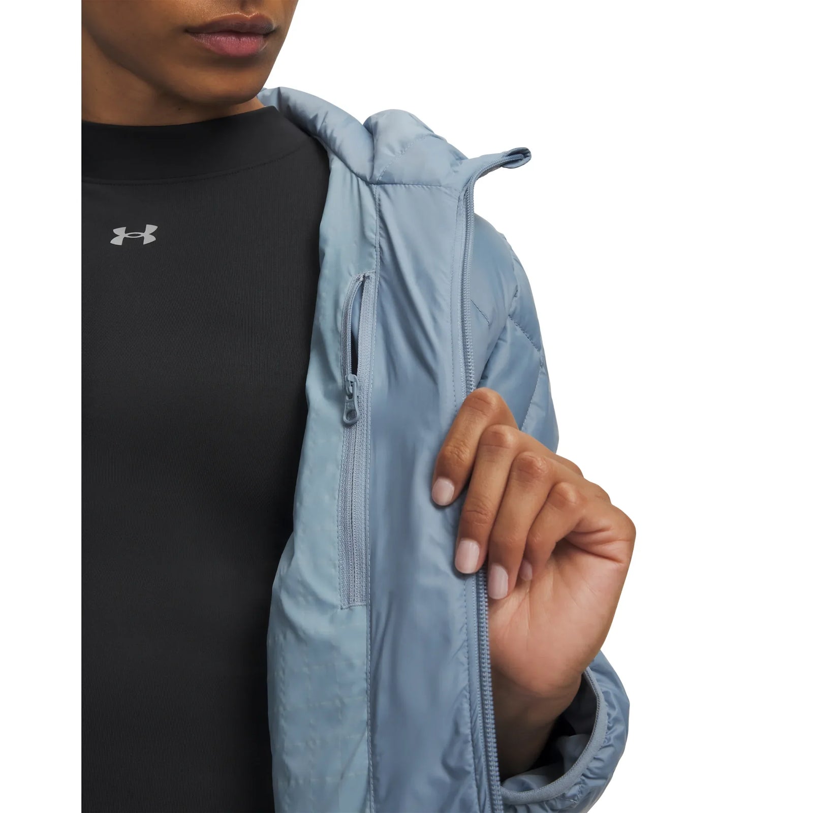 UA Legend Down women's jacket Blue Wind / Blue Fog - internal pocket