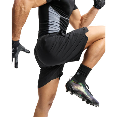 UA Vanish Woven 2.0 men's 6" shorts Black / Castlerock - side detail