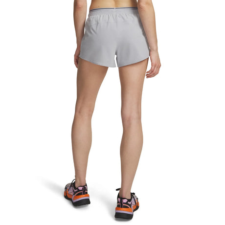 UA Vanish Woven short 8 cm pour femme Mod Gray / Noir - dos