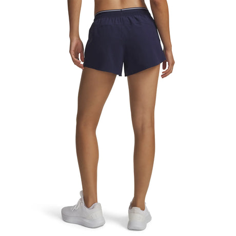 UA Vanish Woven short 8 cm pour femme Midnight Navy / Blanc - dos